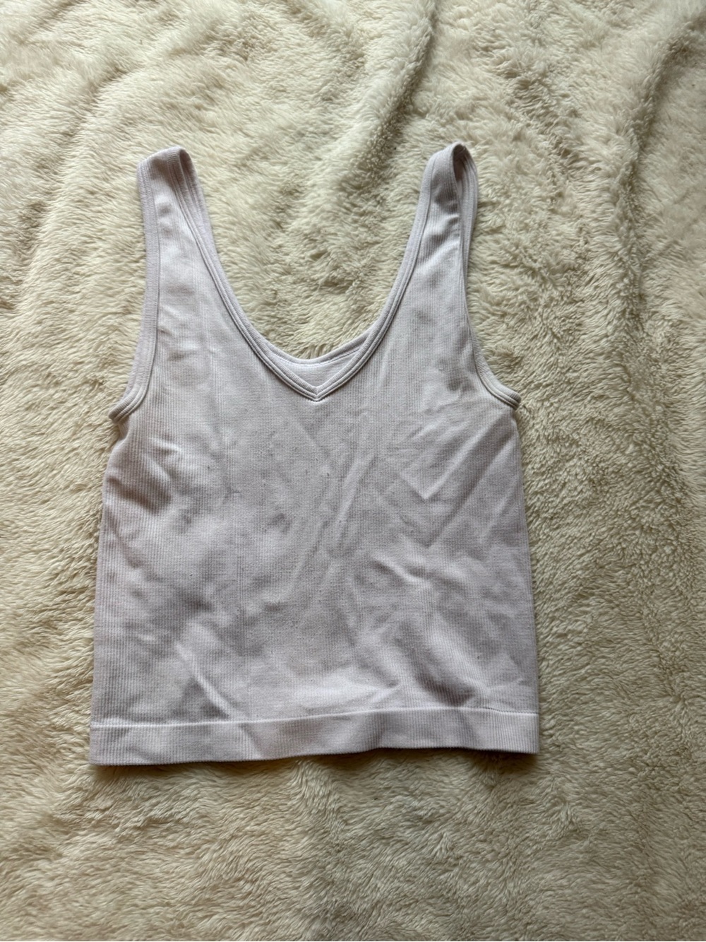 Source Unknown Light Lavender Ribbed V-Neck Tank
